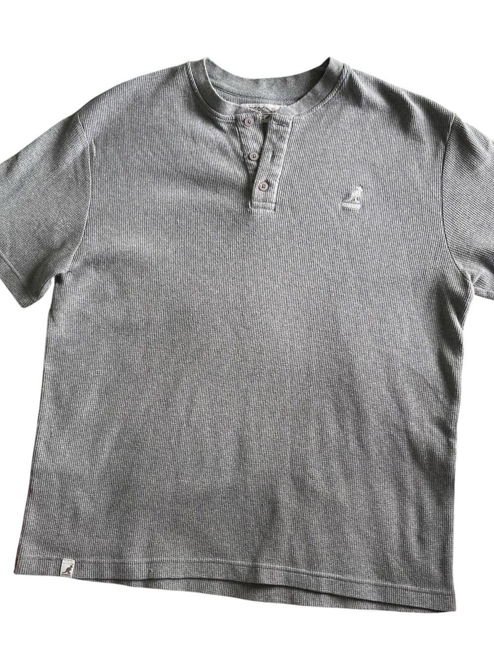 Kangol Men's Heather Gray Short-Sleeve Henley Tee